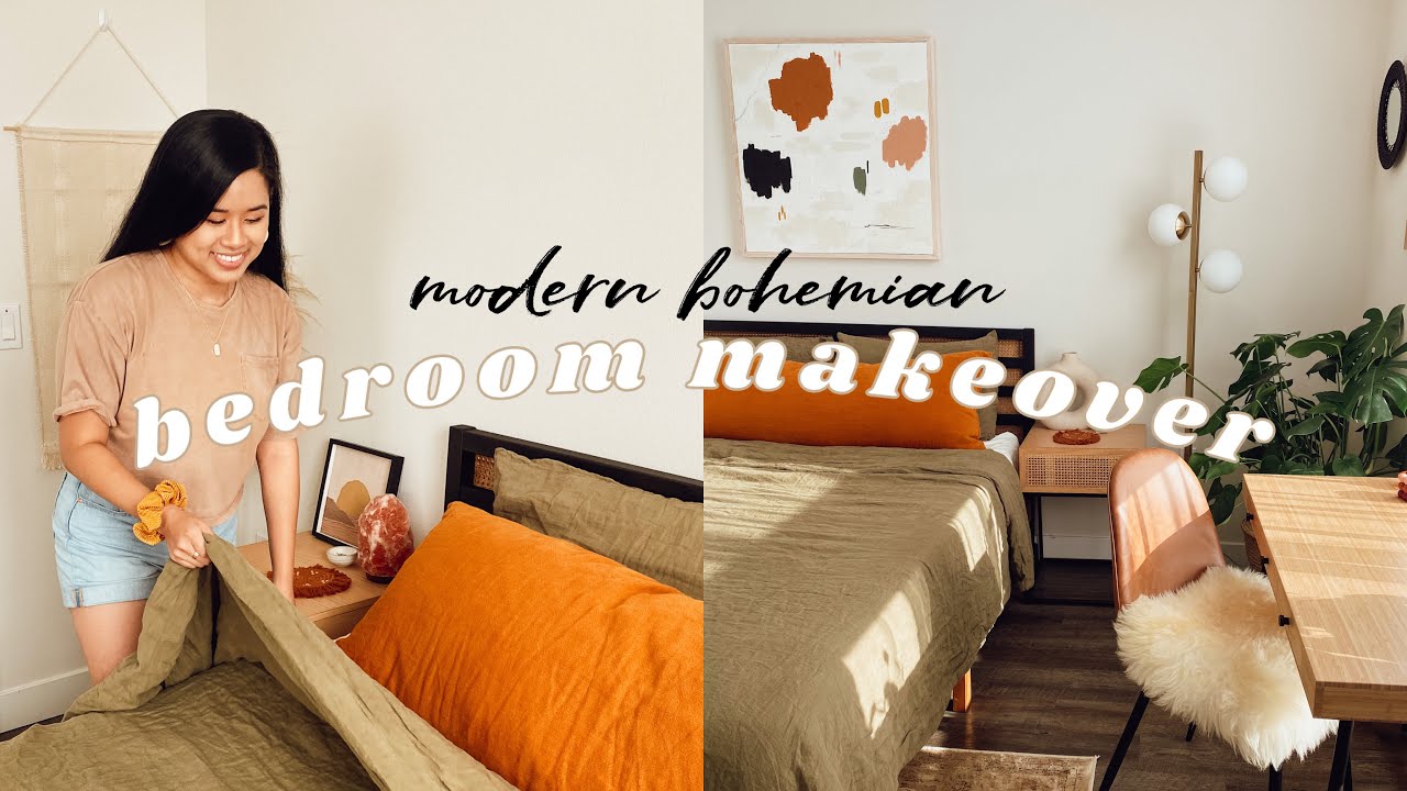 EXTREME BEDROOM MAKEOVER REFRESH! *MODERN BOHO* | DIY IKEA Headboard Furniture Hack