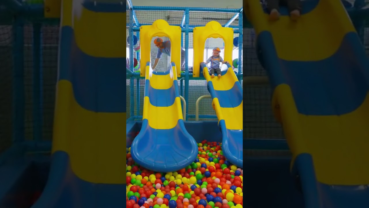 Come play with Blippi and his friends down the Slide! #blippi #moonbugkids #play #indoorplayground
