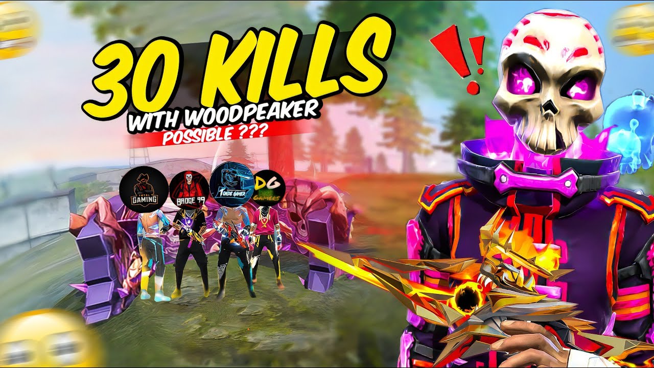 30 Kills Challenge Only with Single Woodpecker 😱 Can I ??🤫 Op 1 Vs 4 Gameplay 🤯 Free Fire