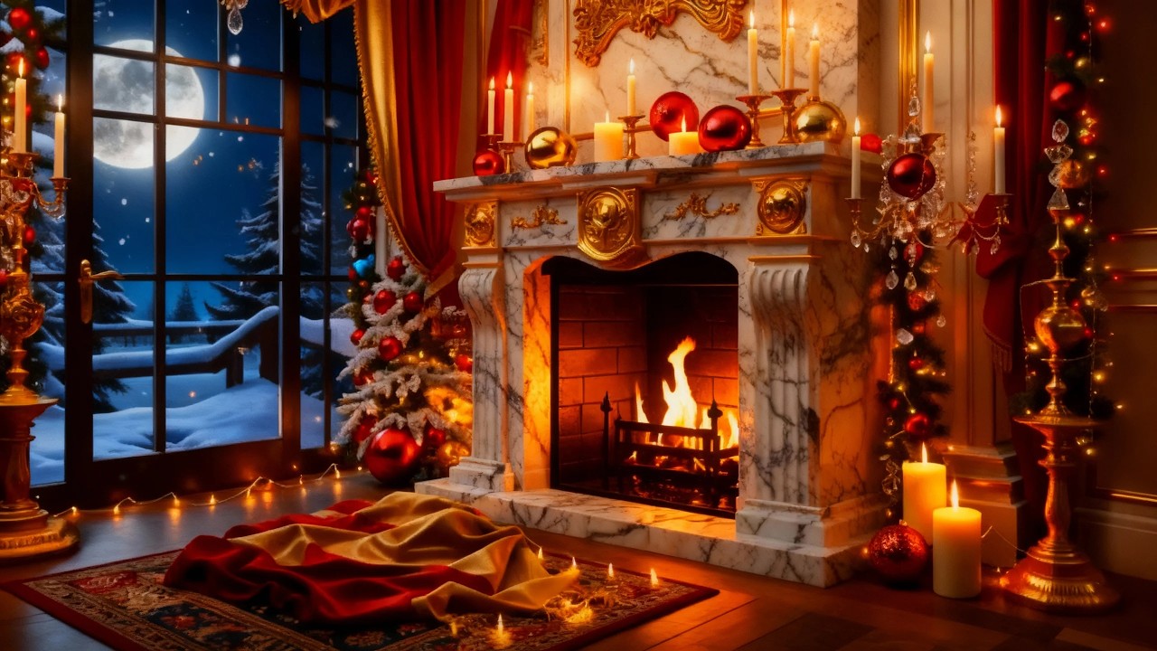 Cozy Christmas Eve Fireplace Ambience With Warm Glow 🔥