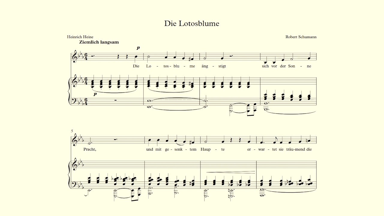 Die Lotosblume - Schumann - accompaniment and vocal line in Eb Major