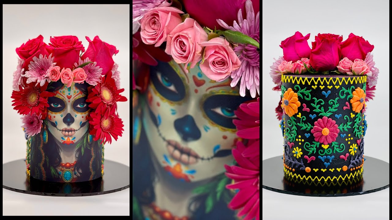 Mexican Lady Skull Cake | Mexican Embroidery Cake | Pastel de Catrina