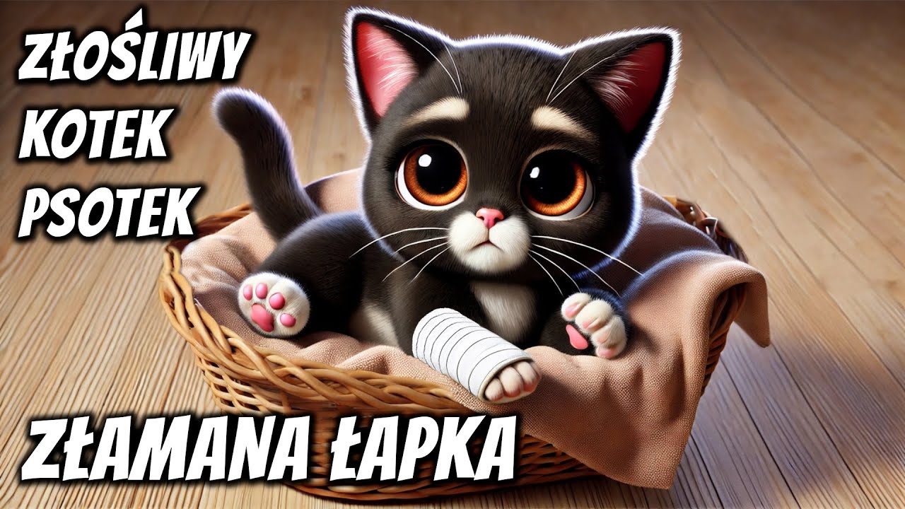 🐾🚑 Złośliwy kotek Psotek ma złamaną łapkę - Bajka do słuchania na dobranoc🎧