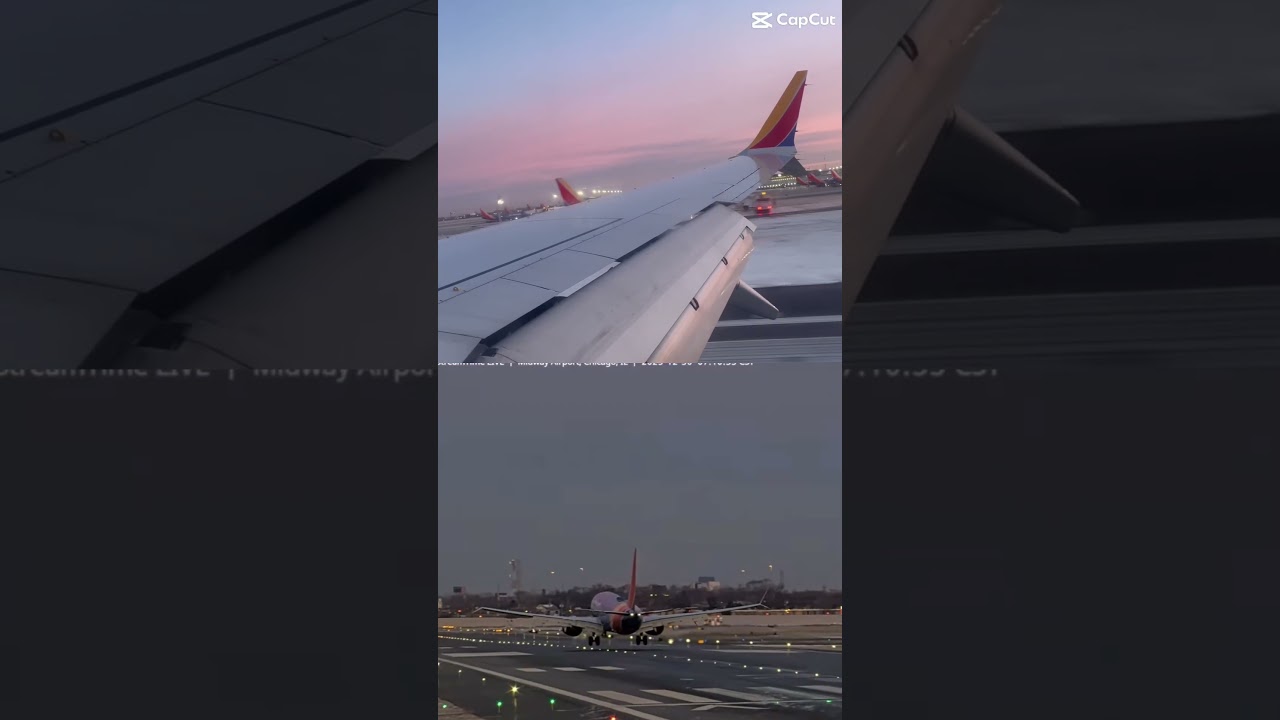 Southwest Airlines Boeing 737 MAX 8 Chicago Midway landing inside vs. outside view 