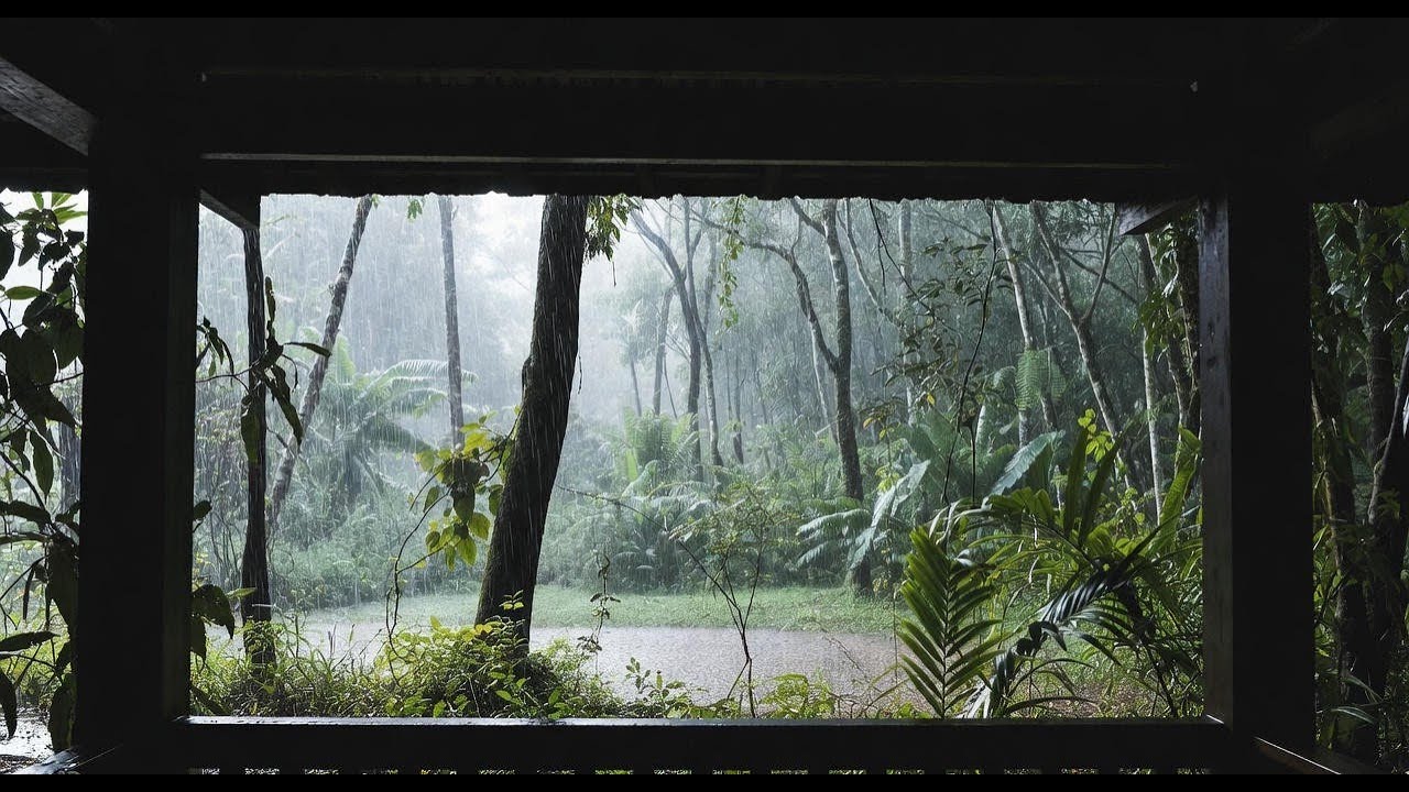 Calm Woodland Rain from a Cosy Veranda