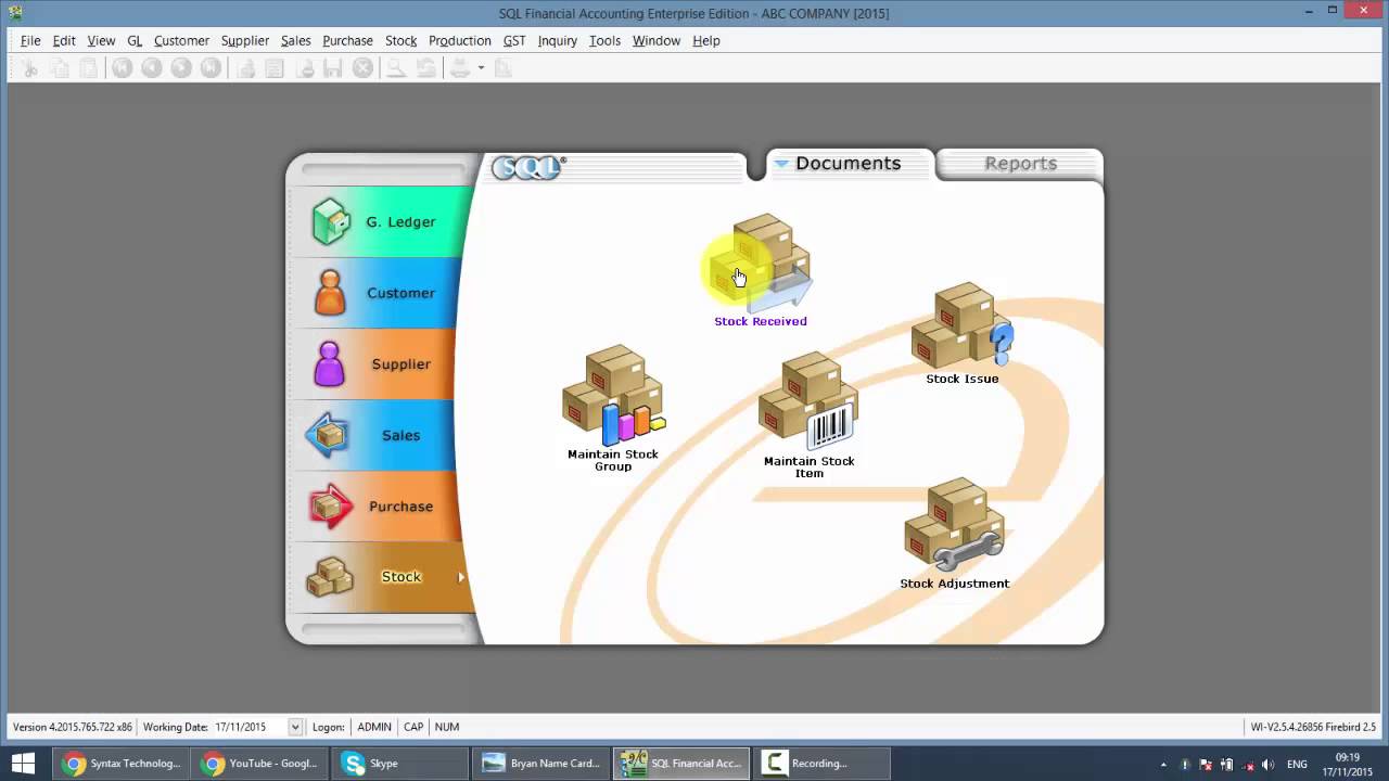 SQL ACCOUNTING SYSTEM GST 045 STOCK ISSUE AND STOCK RECEIVE