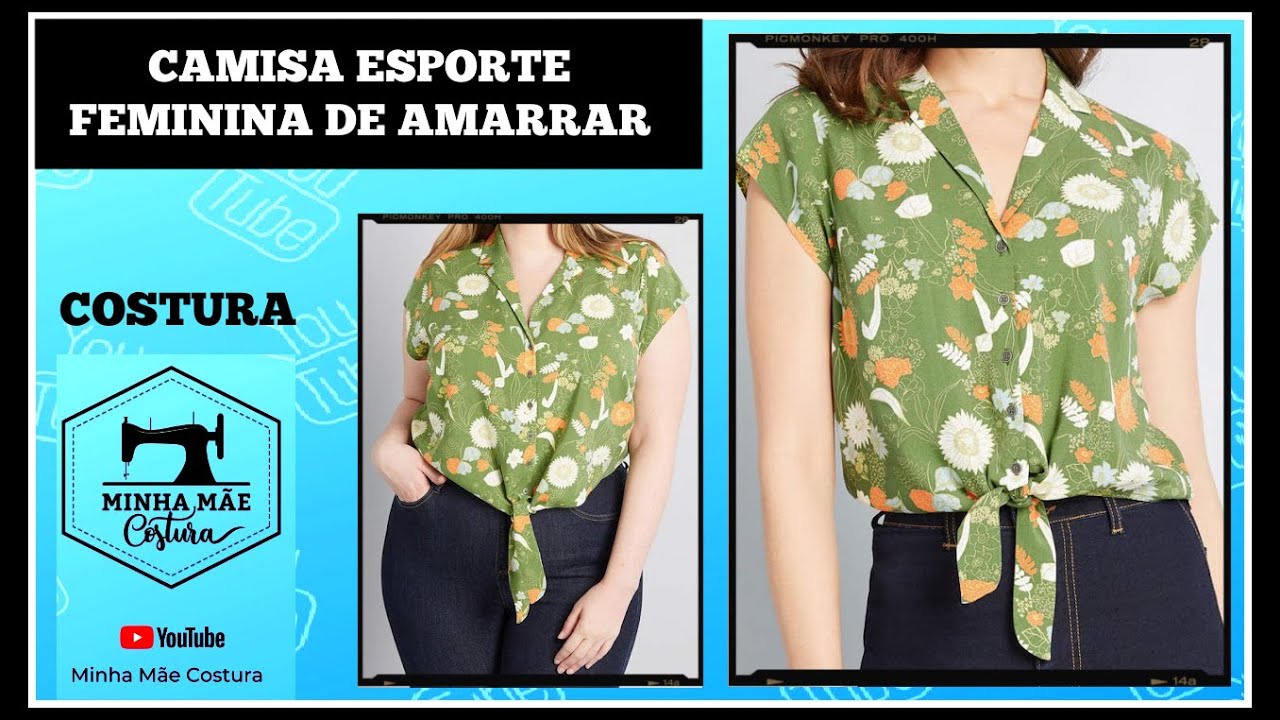 CAMISA ESPORTE FEMININA DE AMARRAR - PASSO A PASSO DA COSTURA