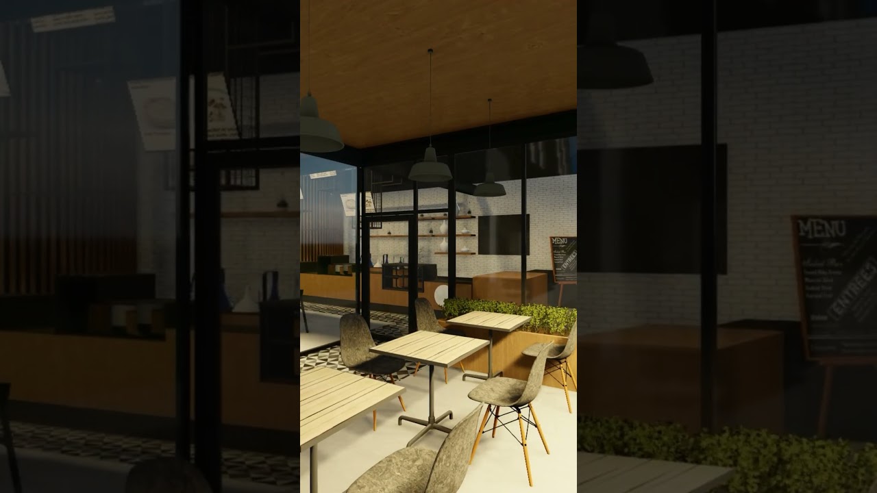 Cafe Design Animation Part 2 #modernCafe #CafeCulture #cafedesign #restaurantAnimation #construction
