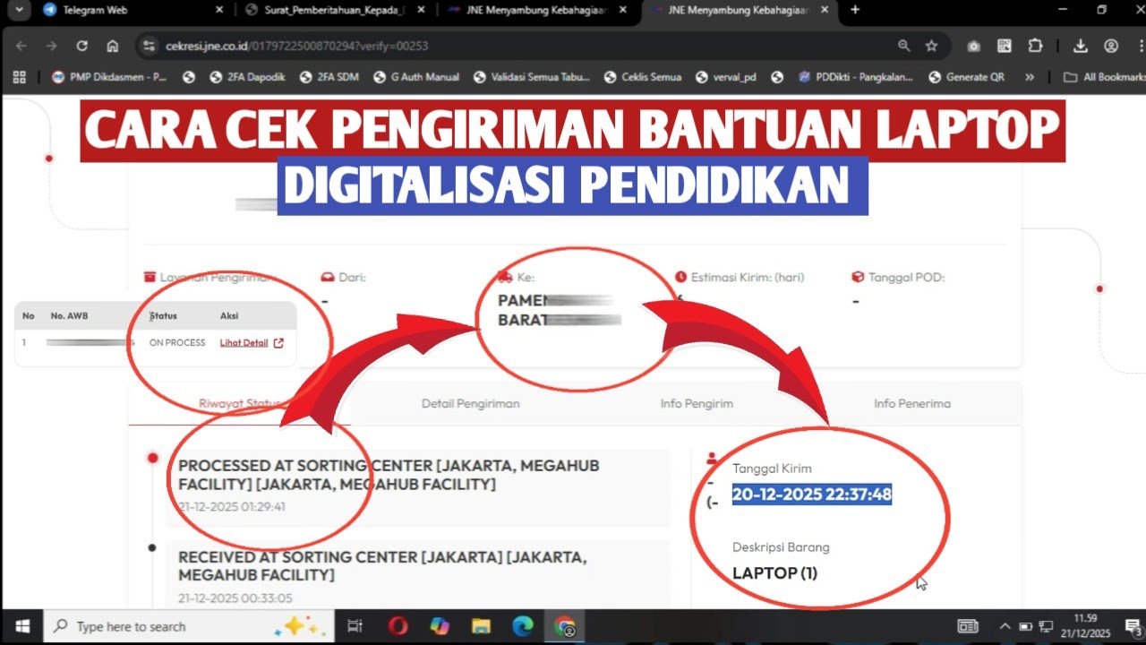 CARA CEK PENGIRIMAN BANTUAN LAPTOP & PERLENGKAPANNYA KESEKOLAH