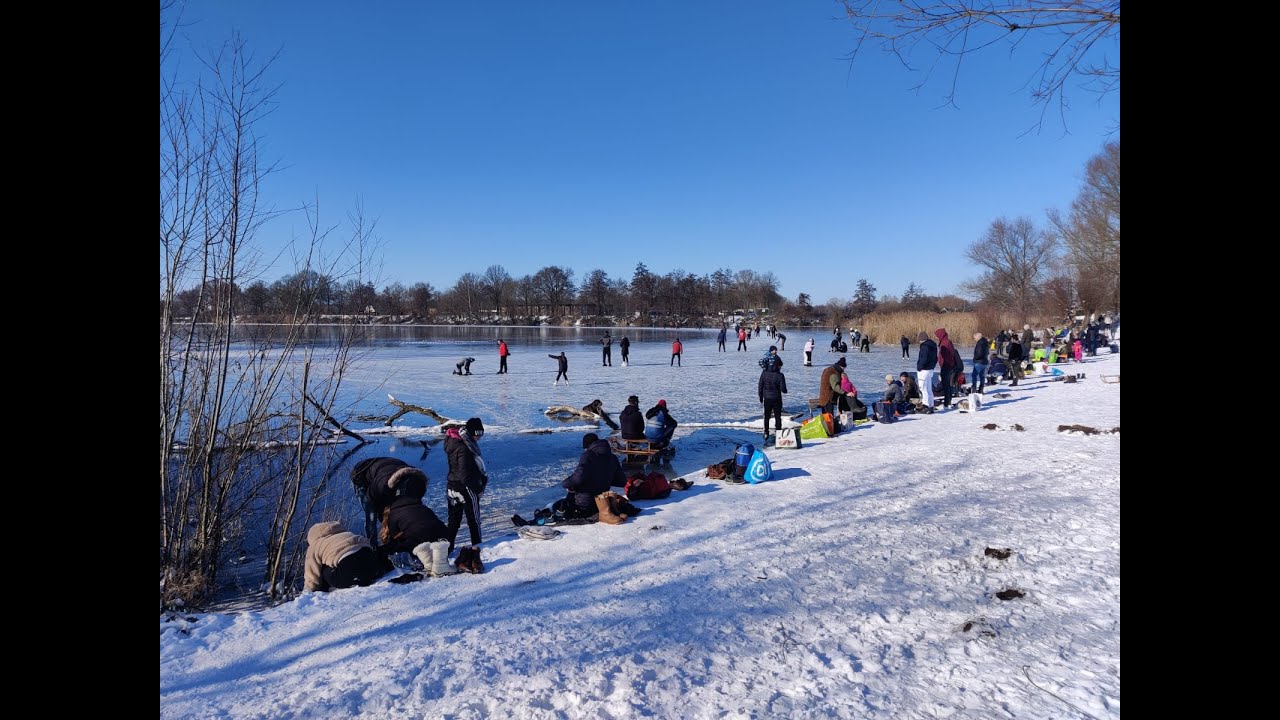 Volop schaatsplezier op dichtgevroren Nevelhorst nabij Didam