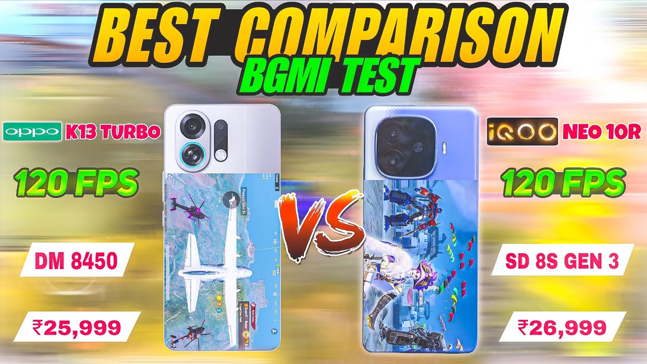 🔥Oppo K13 Turbo vs iQOO Neo 10R BGMI 120fps Test with Fps Meter