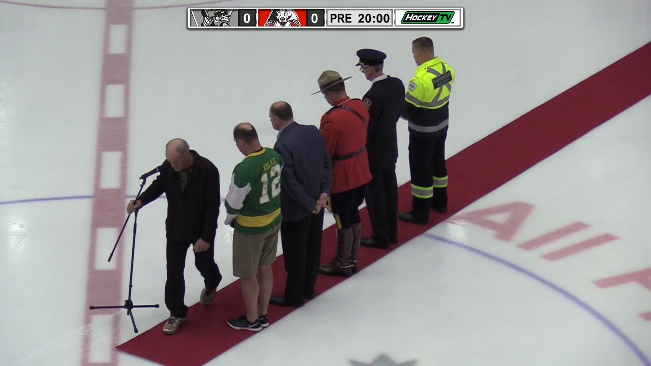 Truro Bearcats Pre-Game Ceremony Honouring the Humboldt Broncos