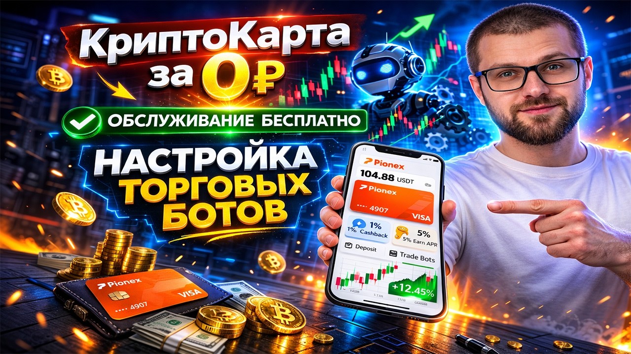 Криптокарта Pionex 2026 и боты: бесплатная карта + настройка торговых ботов (гайд)
