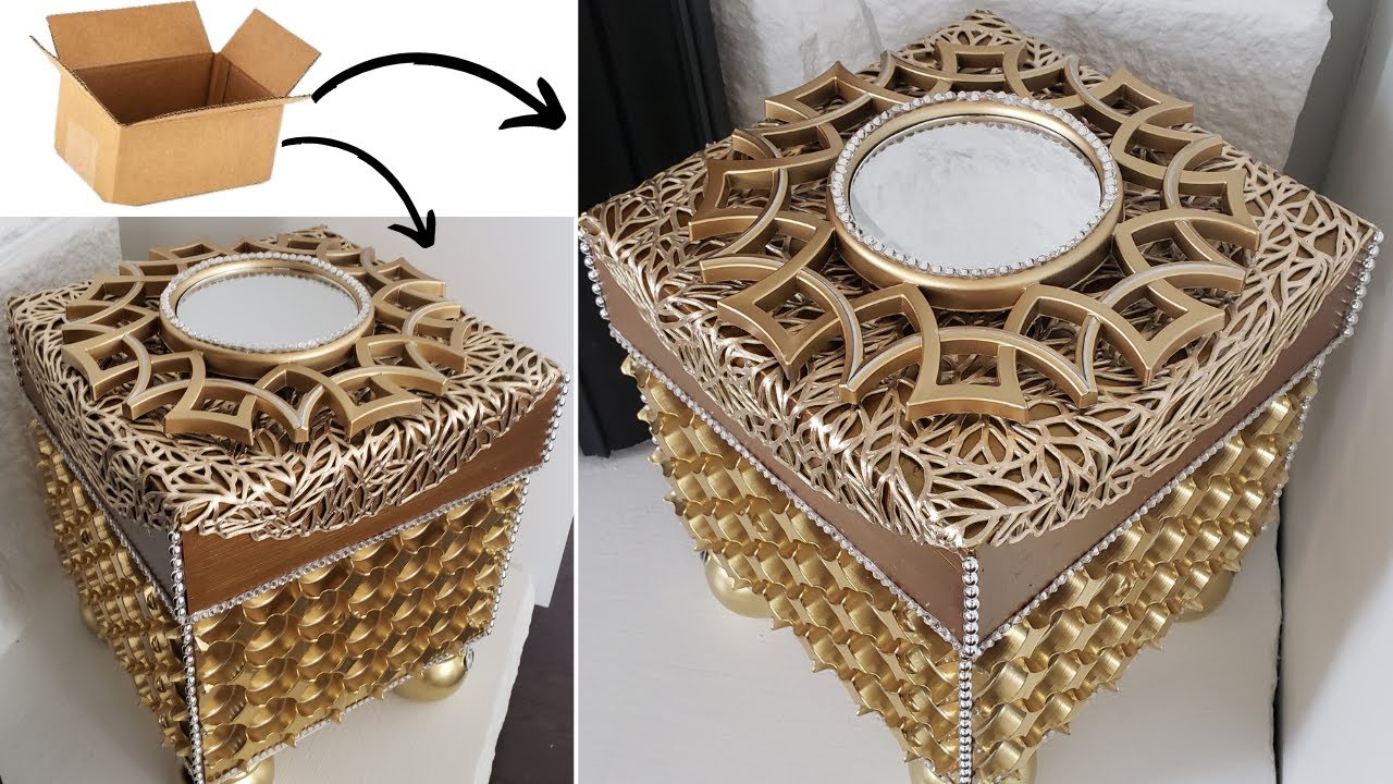 Turn Old Cardboard Boxes into Designer Storage Solutions! | Dollar Tree DIY | Ferrero Rocher Crafts