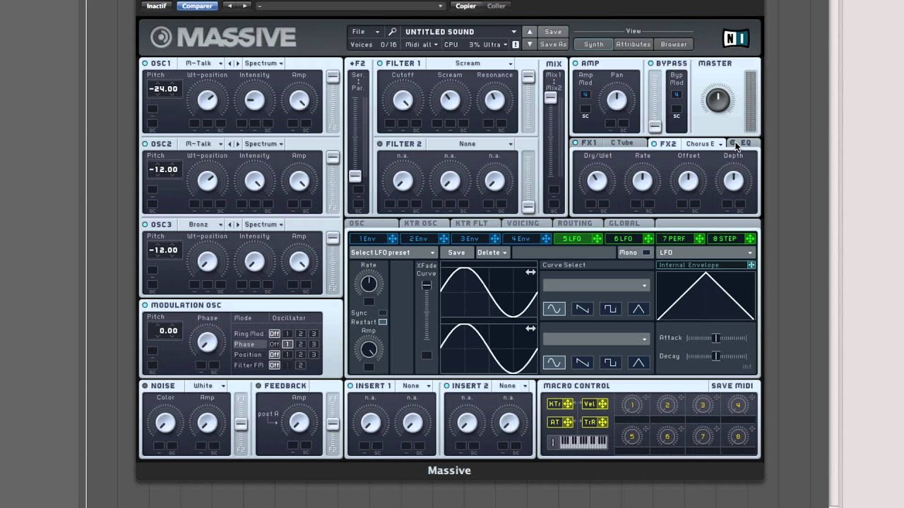 NI Massive Tutorial : How to make a Skrillex Growl Wobble (Dubstep)