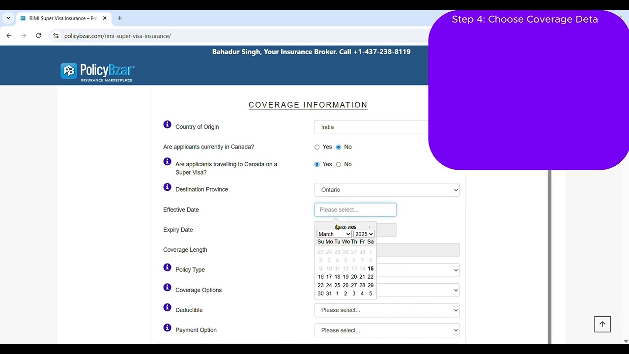 RIMI Super Visa Insurance Buying Steps