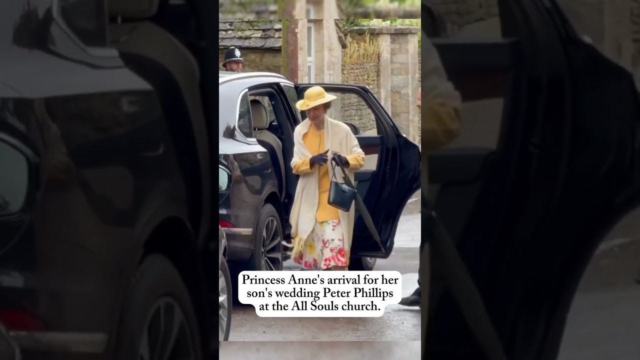 Princess Anne arrival at her son Peter Phillips Wedding at All Saints Church in Kemble.