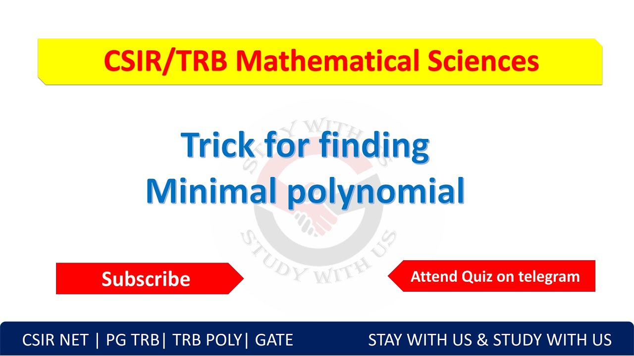 Trick Minimal polynomial| PG TRB| TRB POLY|CSIR|GATE #pgtrb #pgtrbmaths #csir #artstrb
