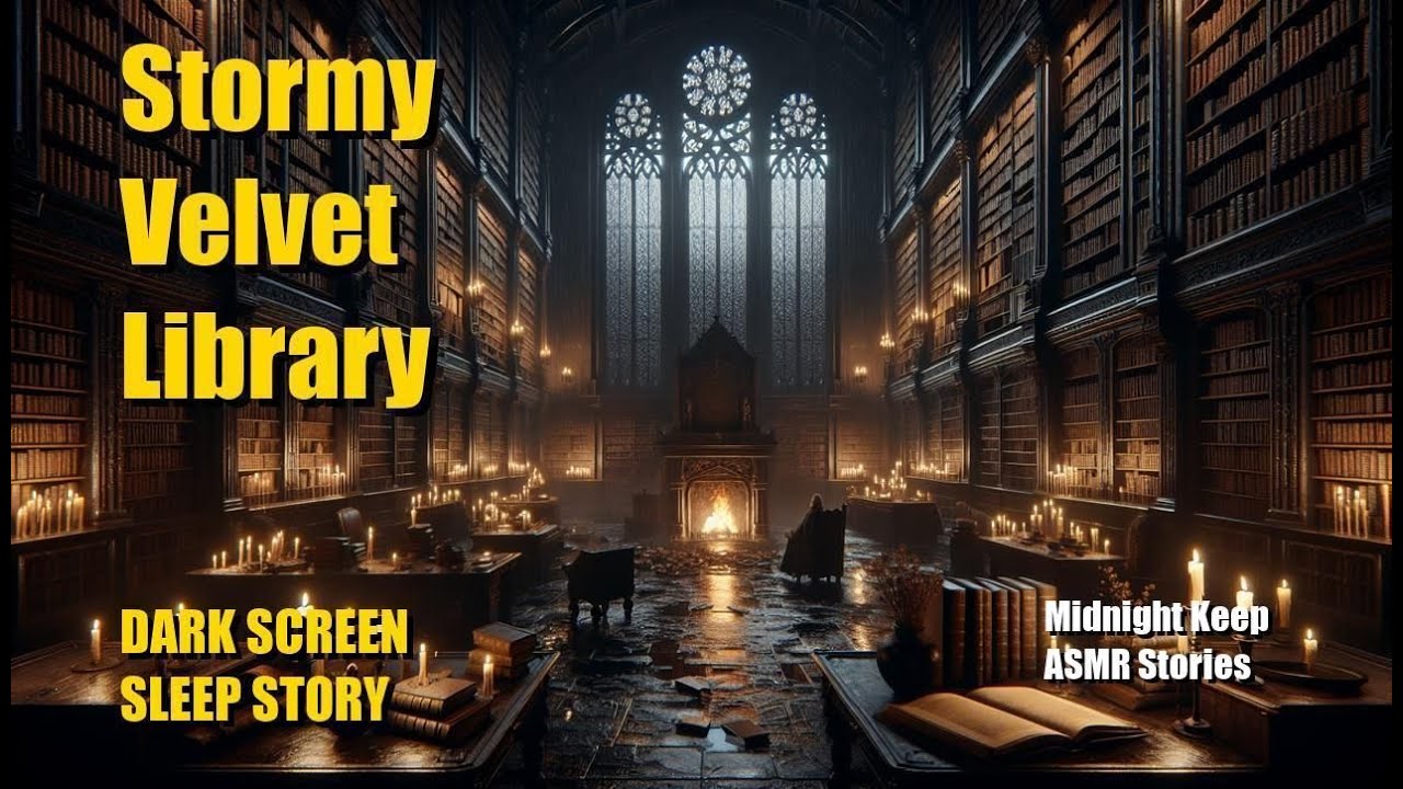 Stormy Velvet Library – 5 Hours Deep Sleep Story + Brown Noise Rain (ASMR, Dark Screen)