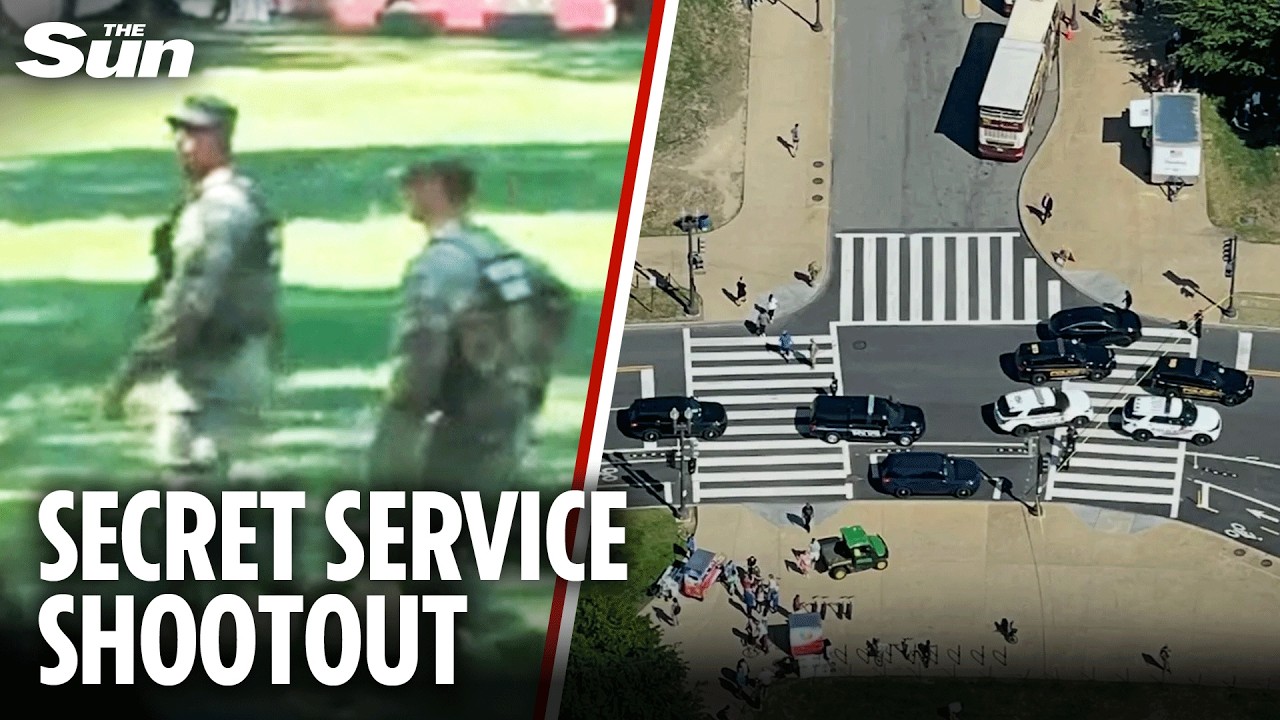 Watch moment armed military swoop as gunman targets White House area
