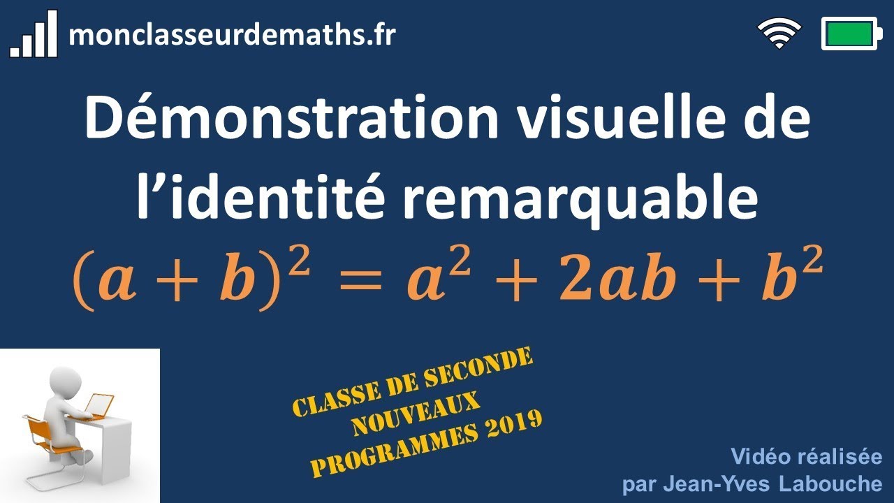 Démonstration visuelle de l'identité remarquable (a+b)² = a² + 2ab + b²