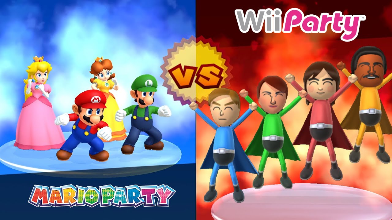All Mario Party Games VS All Wii Party Games All Very Similar Minigames Master Difficulty No Damage