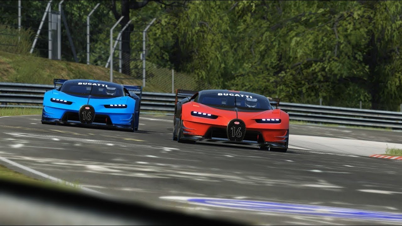 Bugatti Vision GT Red vs Bugatti Vision GT Blue at Nordschleife