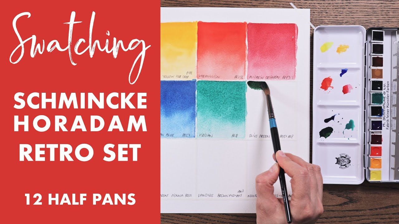 Swatching Schmincke Horadam Retro watercolour set