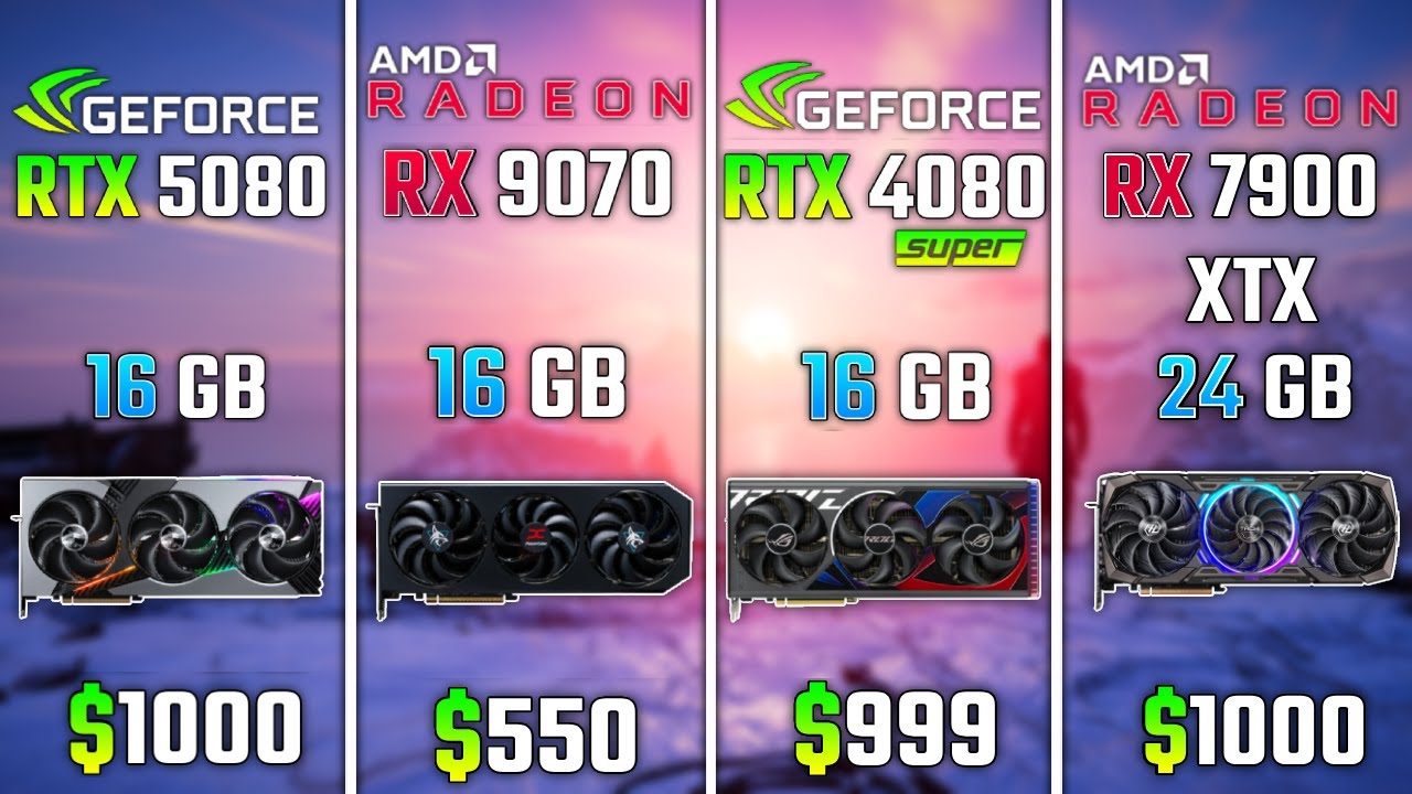 RTX 5080 vs RX 9070 vs RTX 4080 SUPER vs RX 7900 XTX | Test in 6 Games