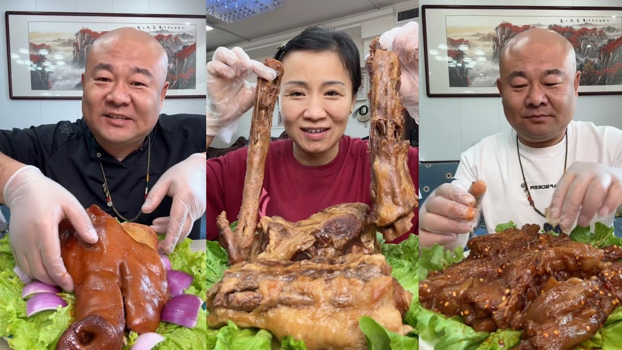 Mukbang : Family Eating Pork Ribs Meat 🥓🍖 Salmon #beef #eatingshow #meat #cooking
