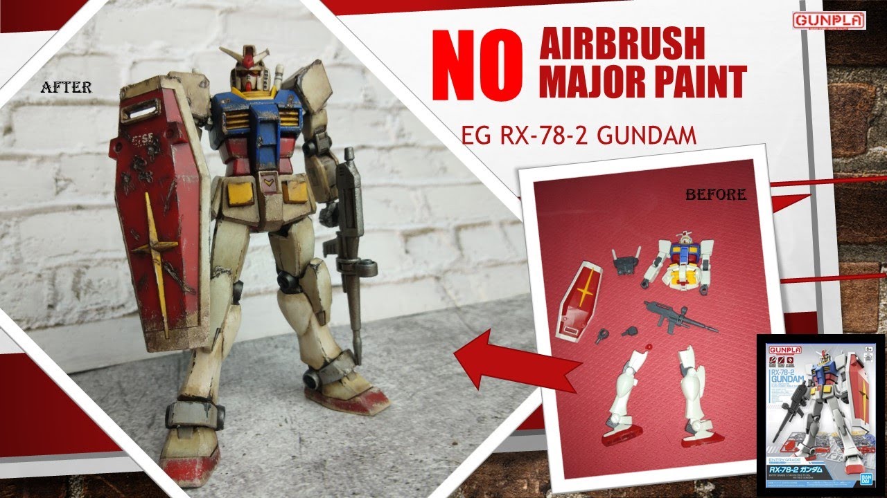 BuildTime - Weathering Gunpla, Battle damage, Entry grade RX78 gundam,No Airbrush, No major paint