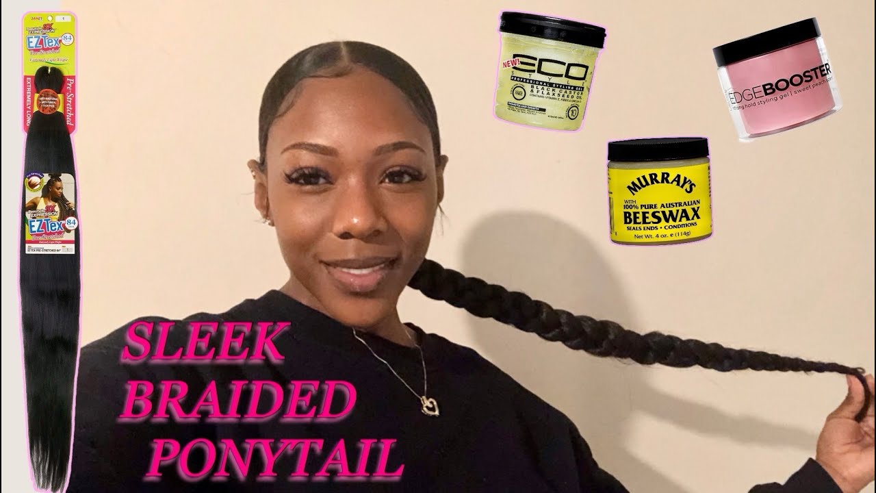 $5 SLEEK LONG BRAIDED PONYTAIL ON NATURAL HAIR! ||  PROTECTIVE STYLE/ NO HEAT!!