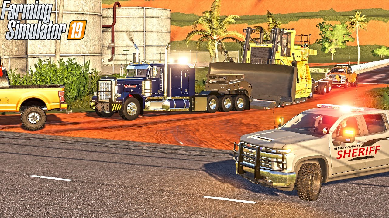 PULLED OVER FOR BEING OVERWEIGHT | HEAVY EQUIPMENT HAUL | FARMING SIMULATOR 2019
