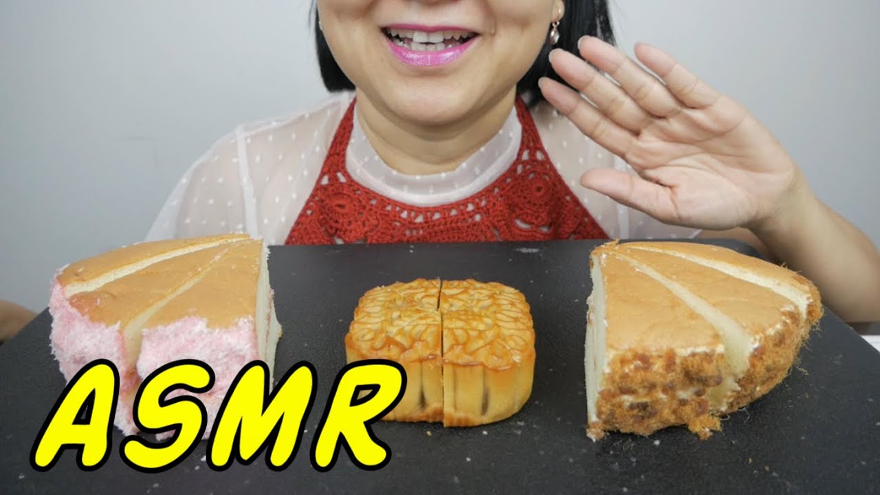 ASMR Angel Food & Mooncake | Eating Sounds | Light Whispers | Nana Eats