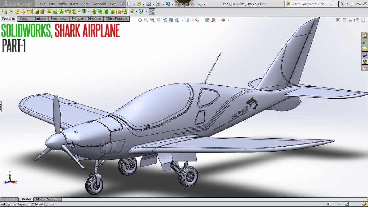 Solidworks Advance Surface Modeling | Shark Airplane | How to Design Air Plane in Solidworks_Part-1