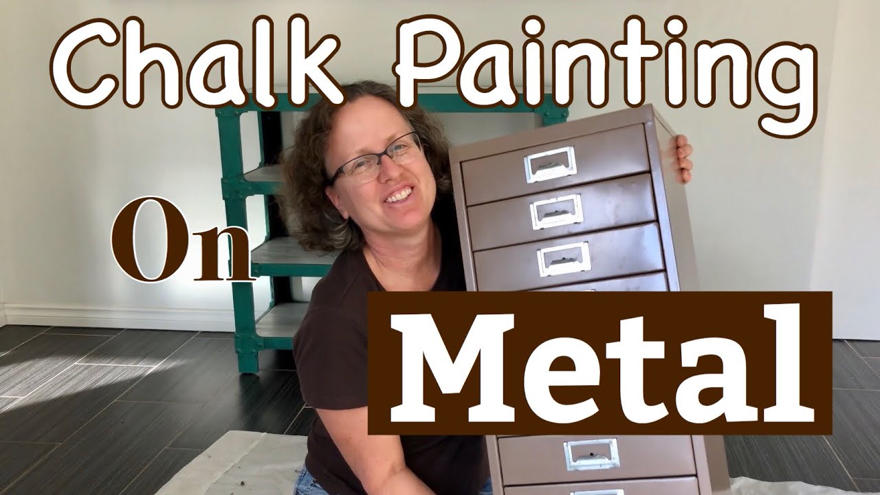 I Chalk Painted a metal storage cabinet with an Ombre effect on the drawers