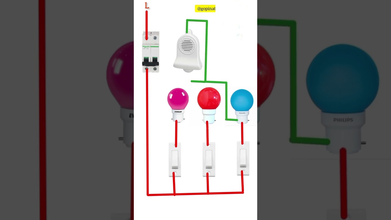 Doorbell Connection with Indication light 🚨🚨#electrical #doorbell #shorts #viral @gopinathsadhu26