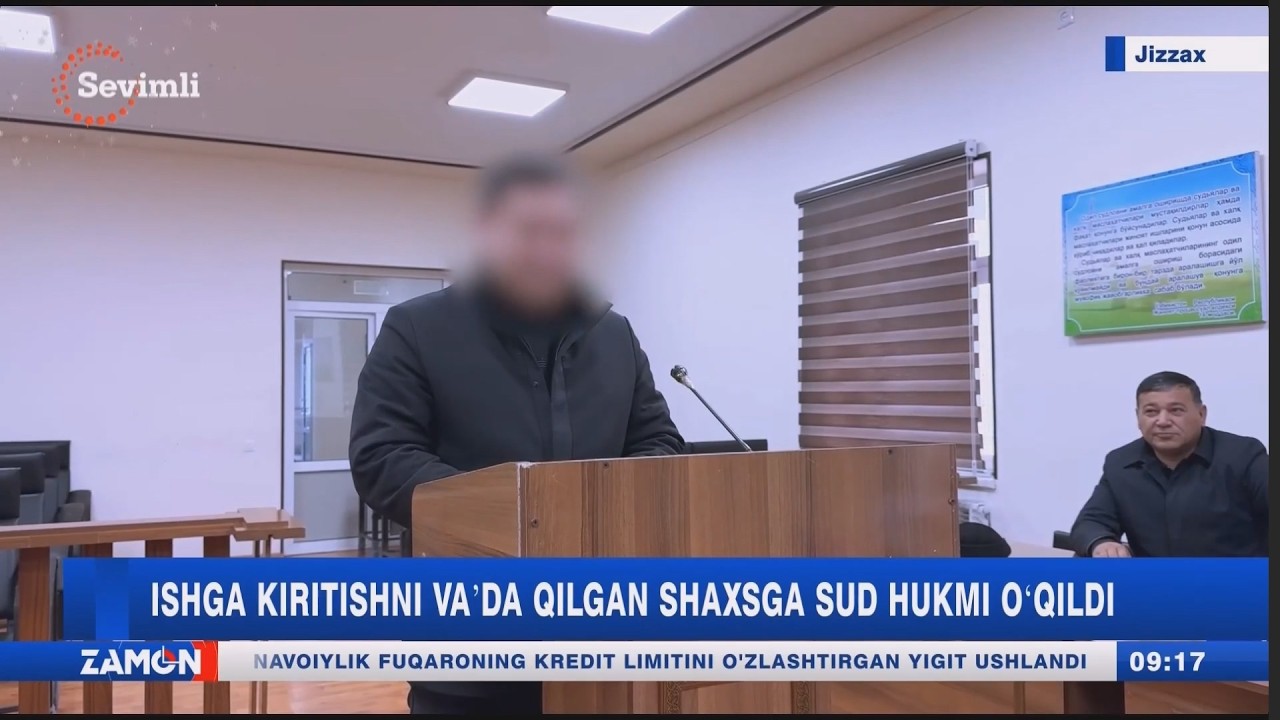 Ishga kiritishni vaʼda qilgan shaxsga sud hukmi oʻqildi (Jizzax)