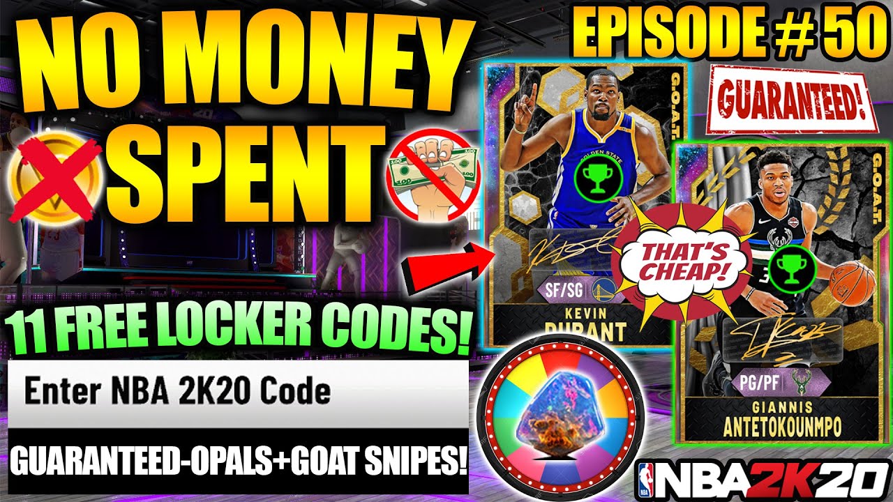 NBA 2K20 NO MONEY SPENT #50 - OPENING GALAXY OPAL PACKS, CHEAP GOAT OPALS + 11 MYTEAM LOCKER CODES