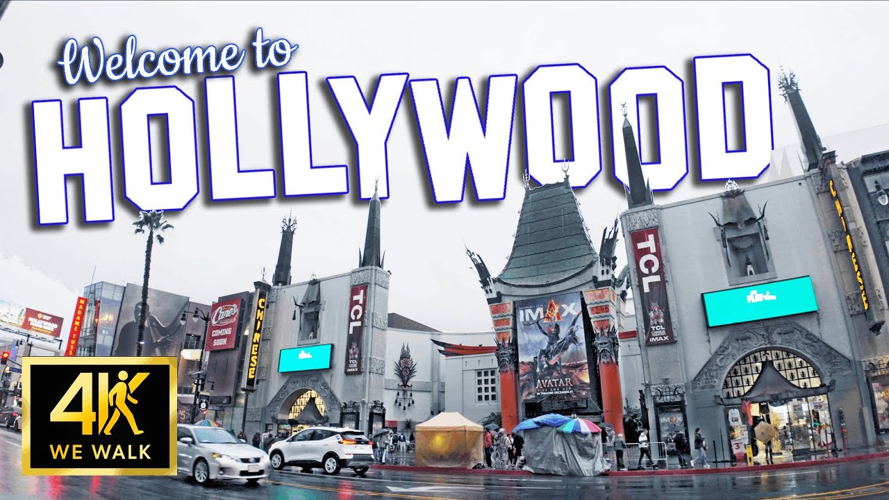 POV RAIN DAY Hollywood Walk of Fame Los Angeles ASMR 4k