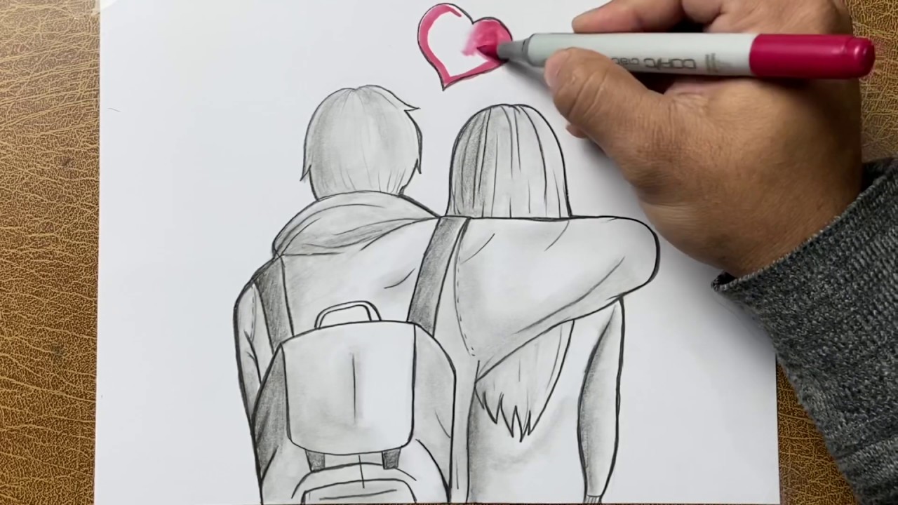 COMO DIBUJAR A UNA PAREJA NOVIOS TUMBLR, dibujos de amor