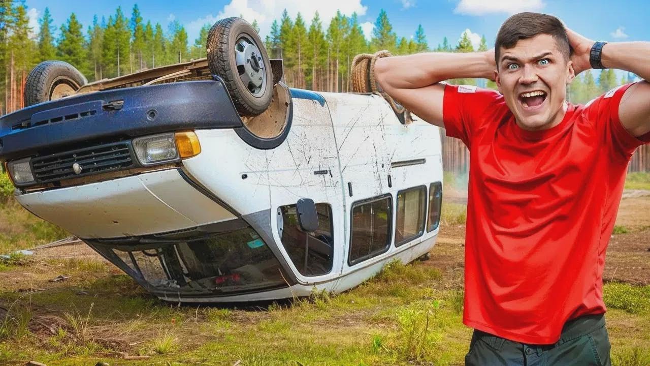 ¡Reparamos una camioneta volteada que encontramos en el bosque!