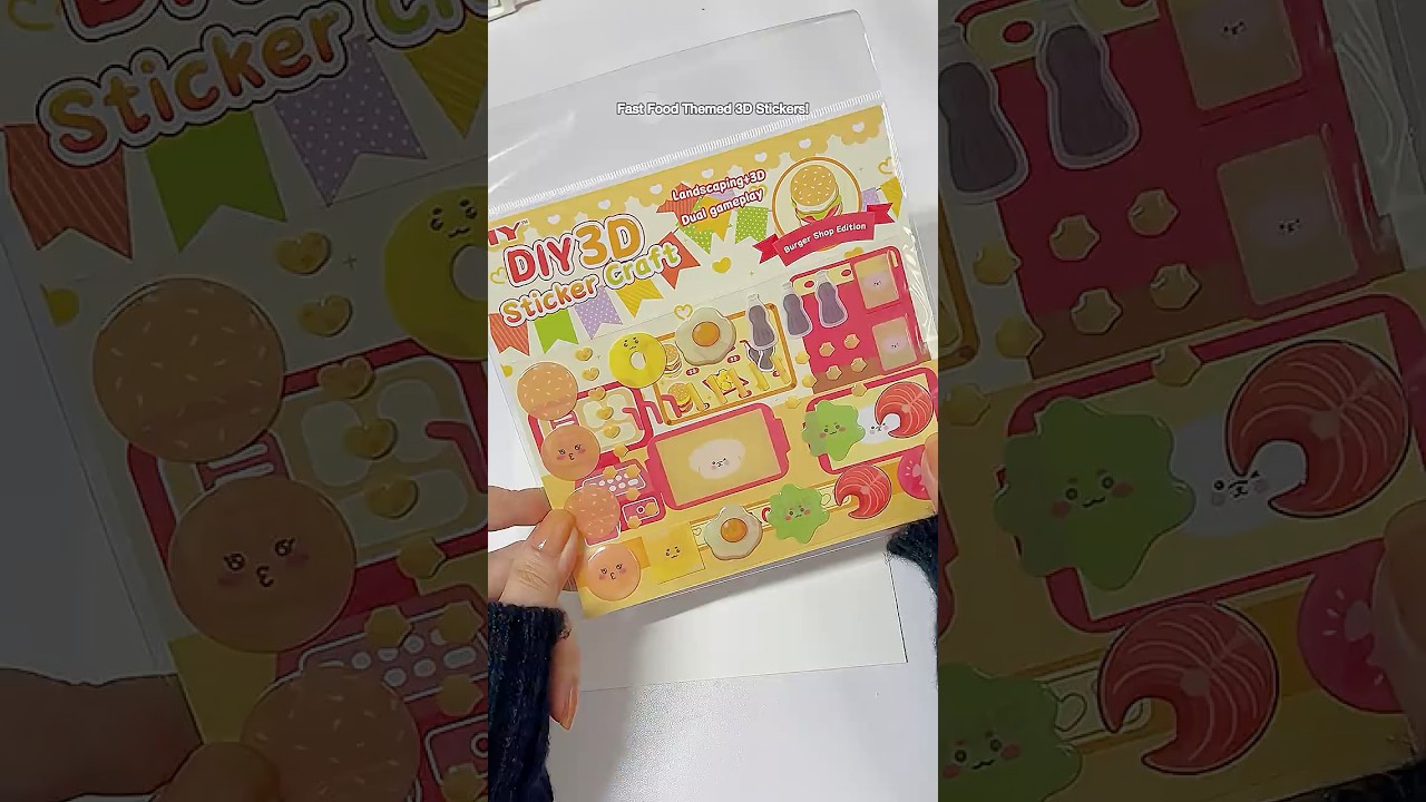 DIY 3D Sticker Craft! 🍔 #sticker #cute #crafts #craftideas #3dstickers #diy #diycrafts #crafting