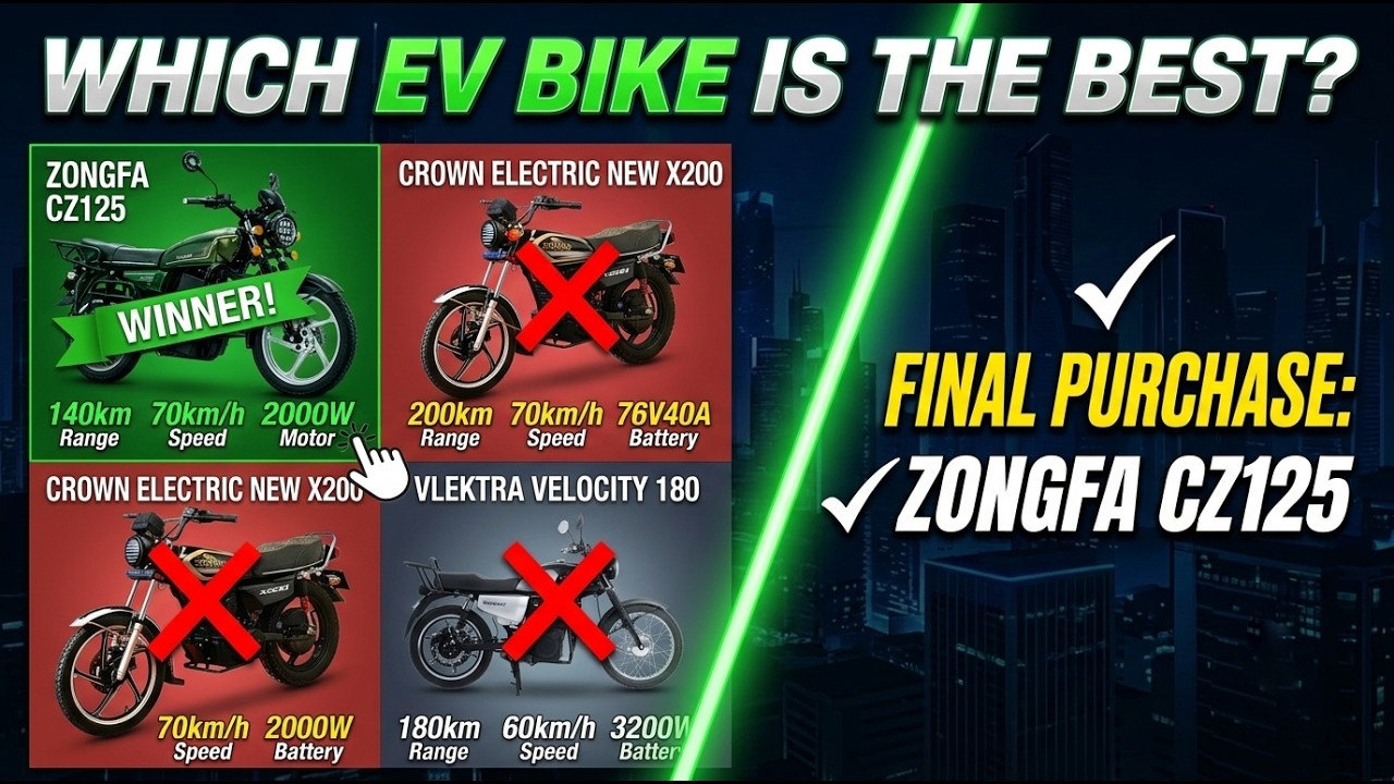 Best EV Bike in Pakistan 2026 | United Bullet vs Crown X200 vs Vlektra Velocity 180 vs Zongfa CZ125