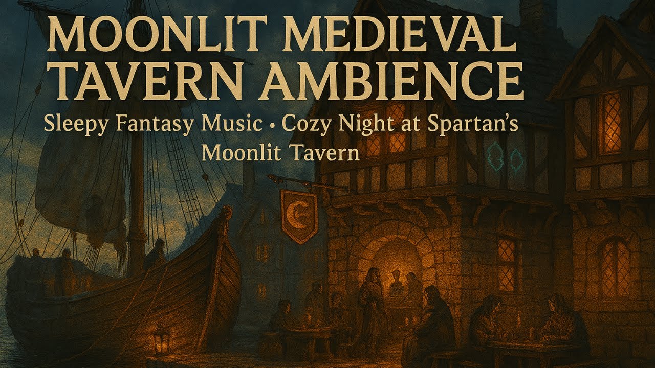 Moonlit Medieval Tavern Ambience | Sleepy Fantasy Music &bull; Cozy Night at Spartan&rsquo;s Moonlit Tavern