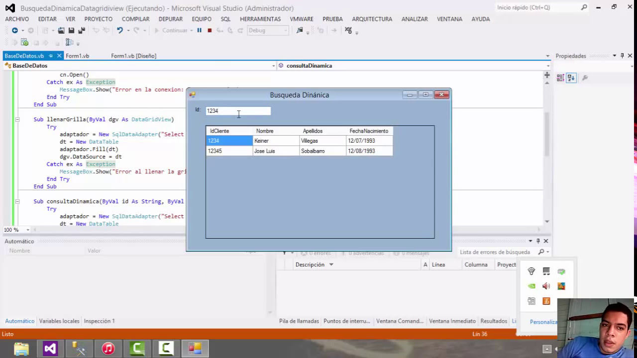 Búsqueda dinámica en Datagridview en Vb.Net con SqlServer