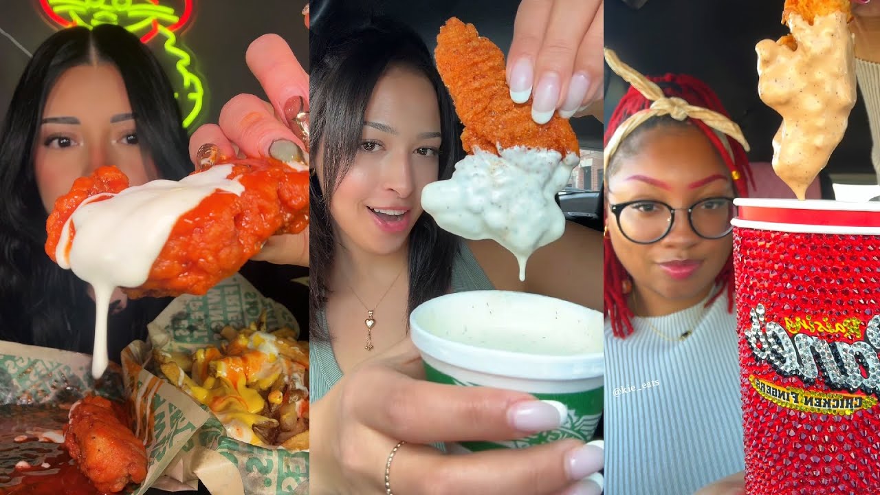 TIKTOK Mukbang Compilation | Wingstop, In-N-Out, Cane's, Taco Bell, Dave's Hot Chicken & More!
