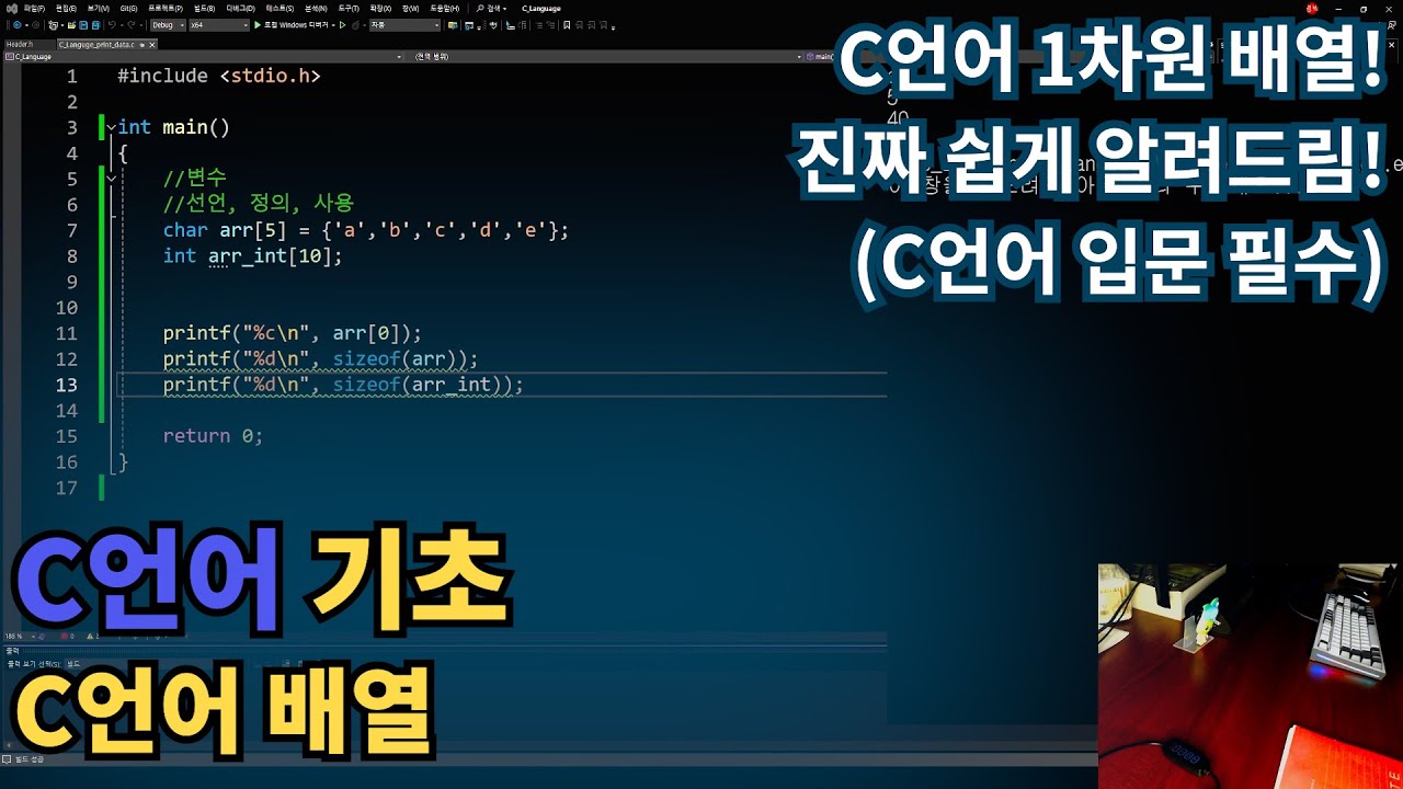 C언어 기초 &ndash; 1차원 배열, 진짜 쉽게 설명! (초보자 필수 강의)