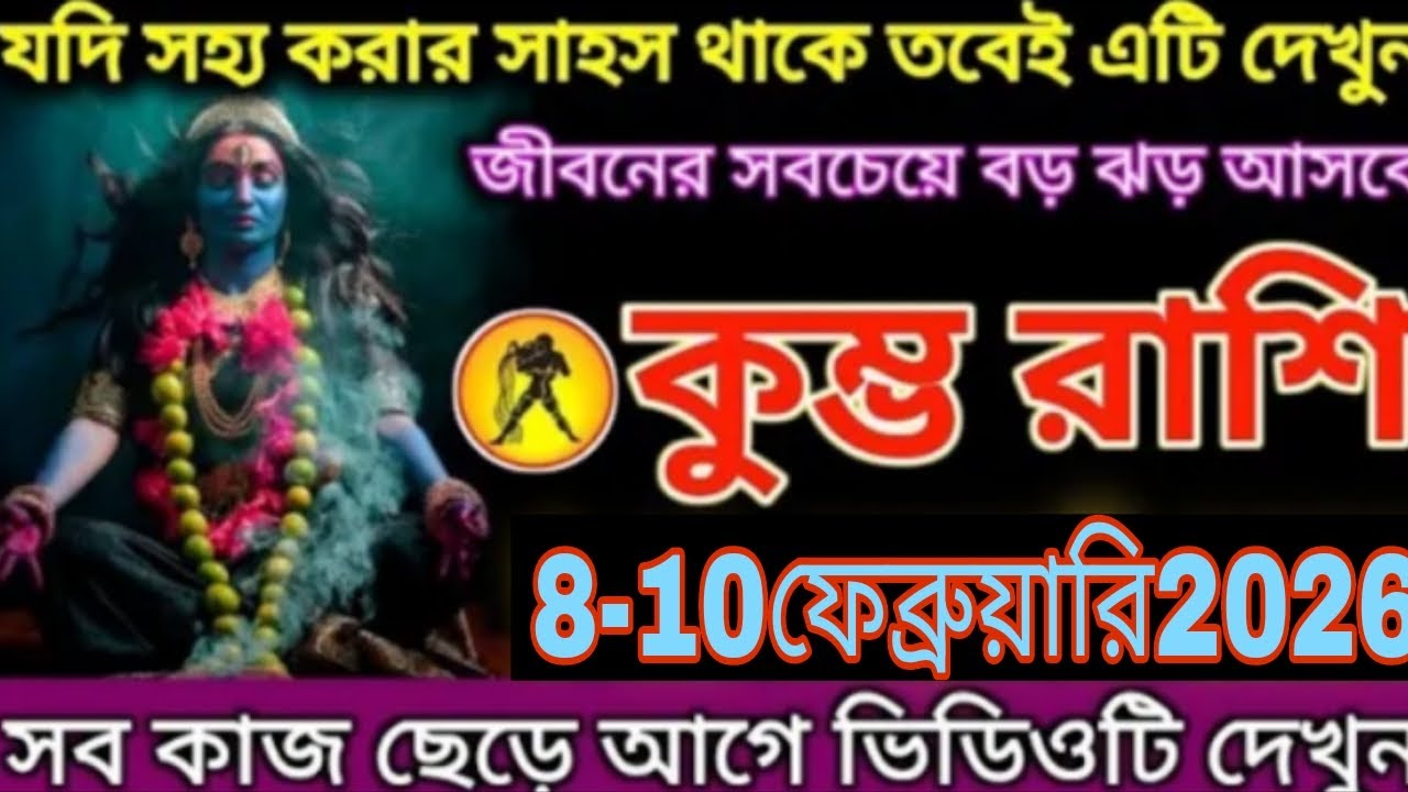 যদি সহ্য করার সাহস থাকে তবে এটা দেখুন! 😱কুম্ভ রাশি ৮–১০ফেব্রুয়ারি ২০২৬জীবনের সবচেয়ে বড় বদল আসছে 🔥