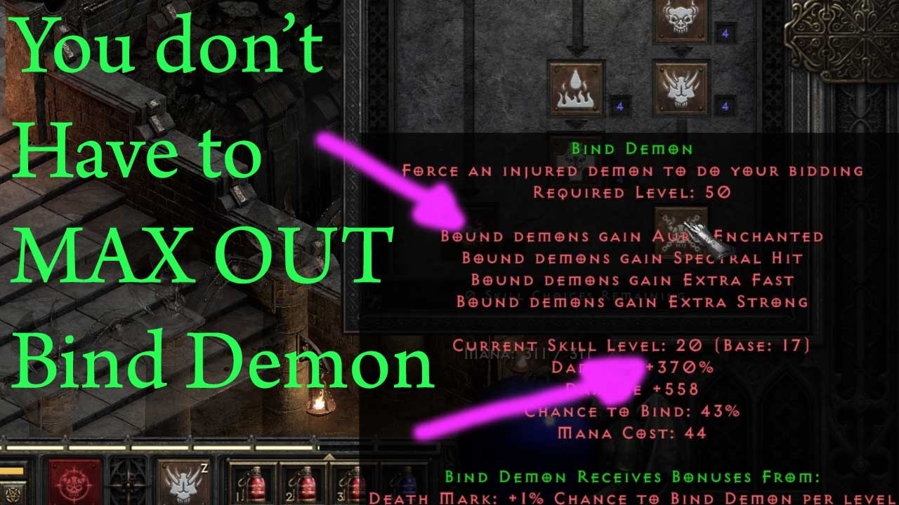 Clarifying Points into Bind Demon (Maxing Bind Demon video follow up) | Diablo 2:Resurrected